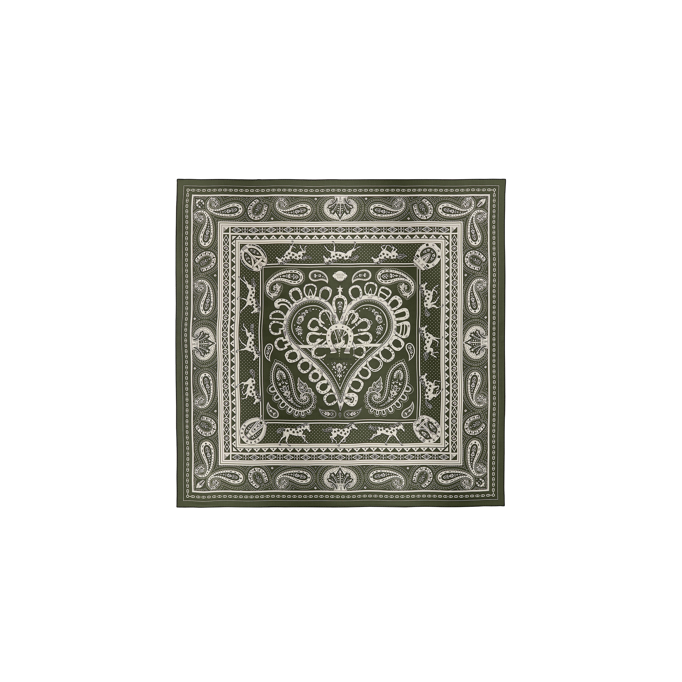 HERMES CHEVAL DE COEUR BANDANA SHAWL 140 H244259S 02 HERMES CHEVAL DE COEUR BANDANA SHAWL 140 H244259S 02